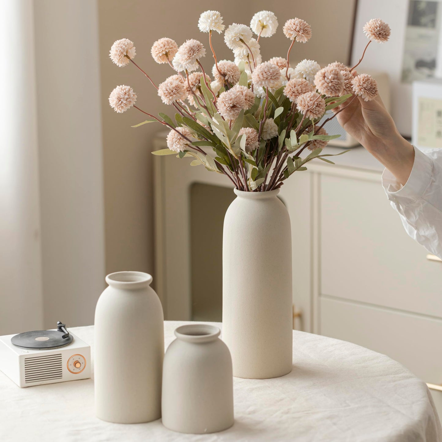 Ceramic Vase Set-3, Small Flower Vases for Decor