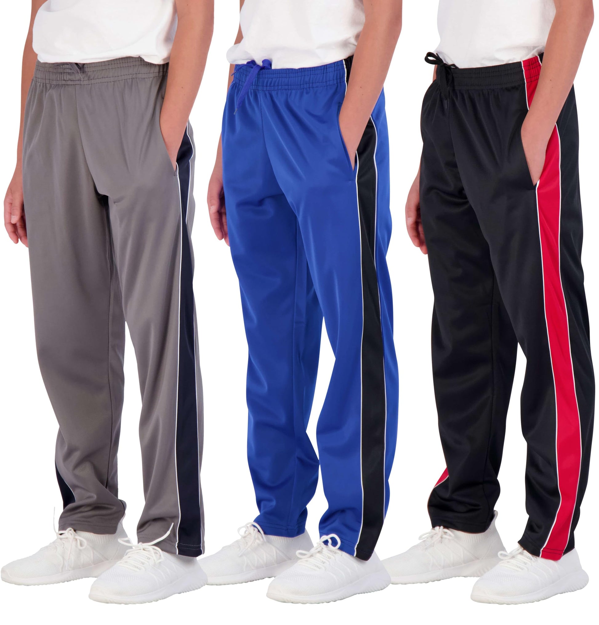 Real Essentials 3 Pack: Boys' Tricot Open Bottom Fleece-Lined Sweatpants.