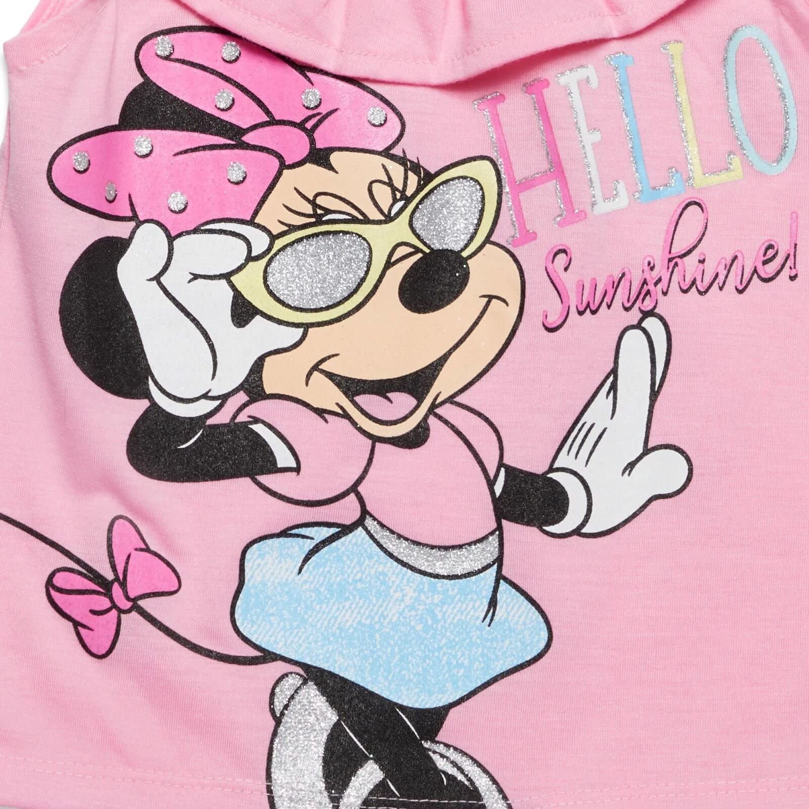 Disney Minnie Mouse Toddler Girls Graphic T-Shirt and Shorts Outfit Set Light Pink/Light Blue 3T