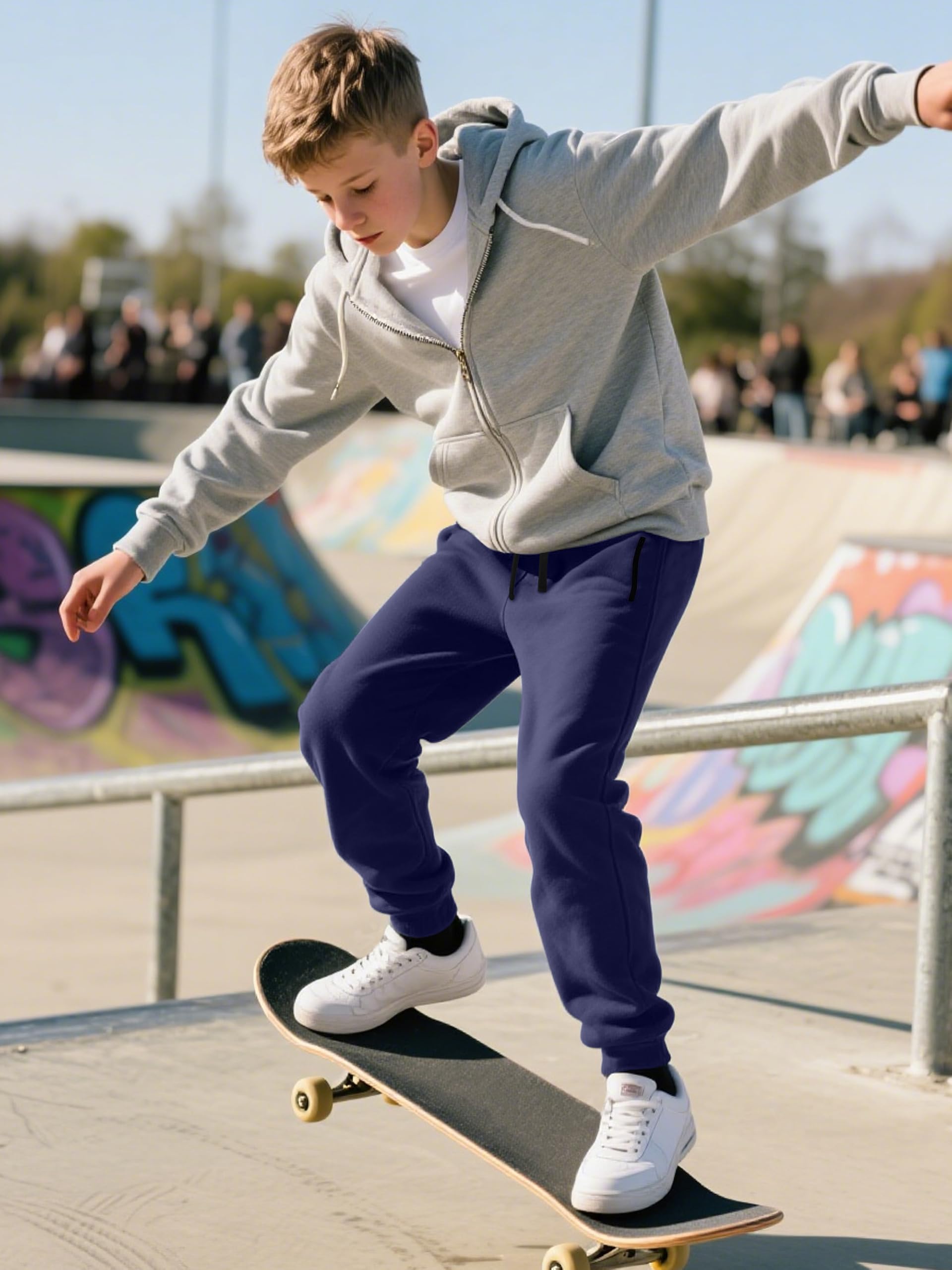 Real Essentials 3 Pack: Boys Tech Fleece Jogger Active Sweatpants with Pockets