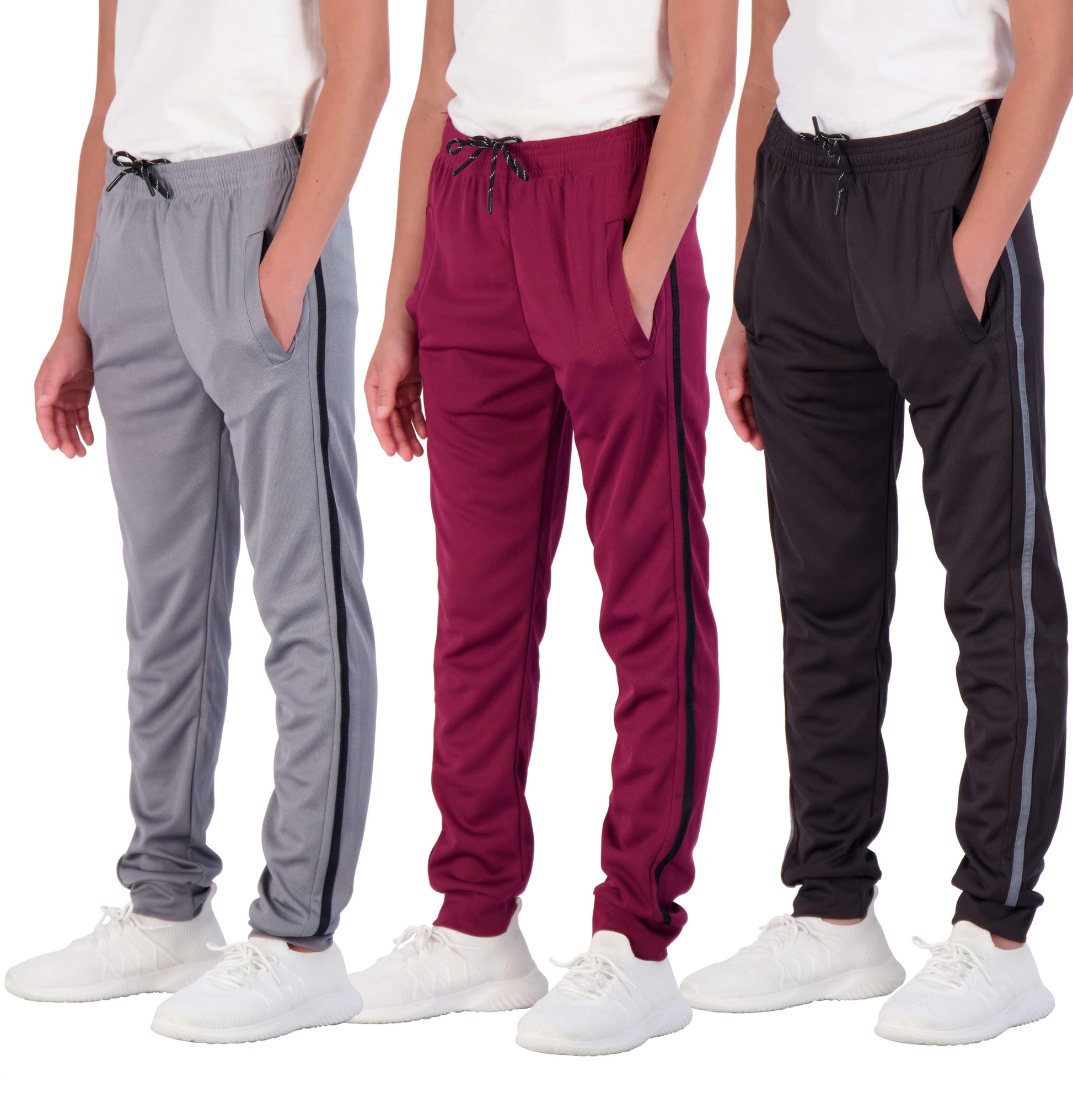 Real Essentials 3 Pack: Boys Tech Fleece Jogger Active Sweatpants with Pockets