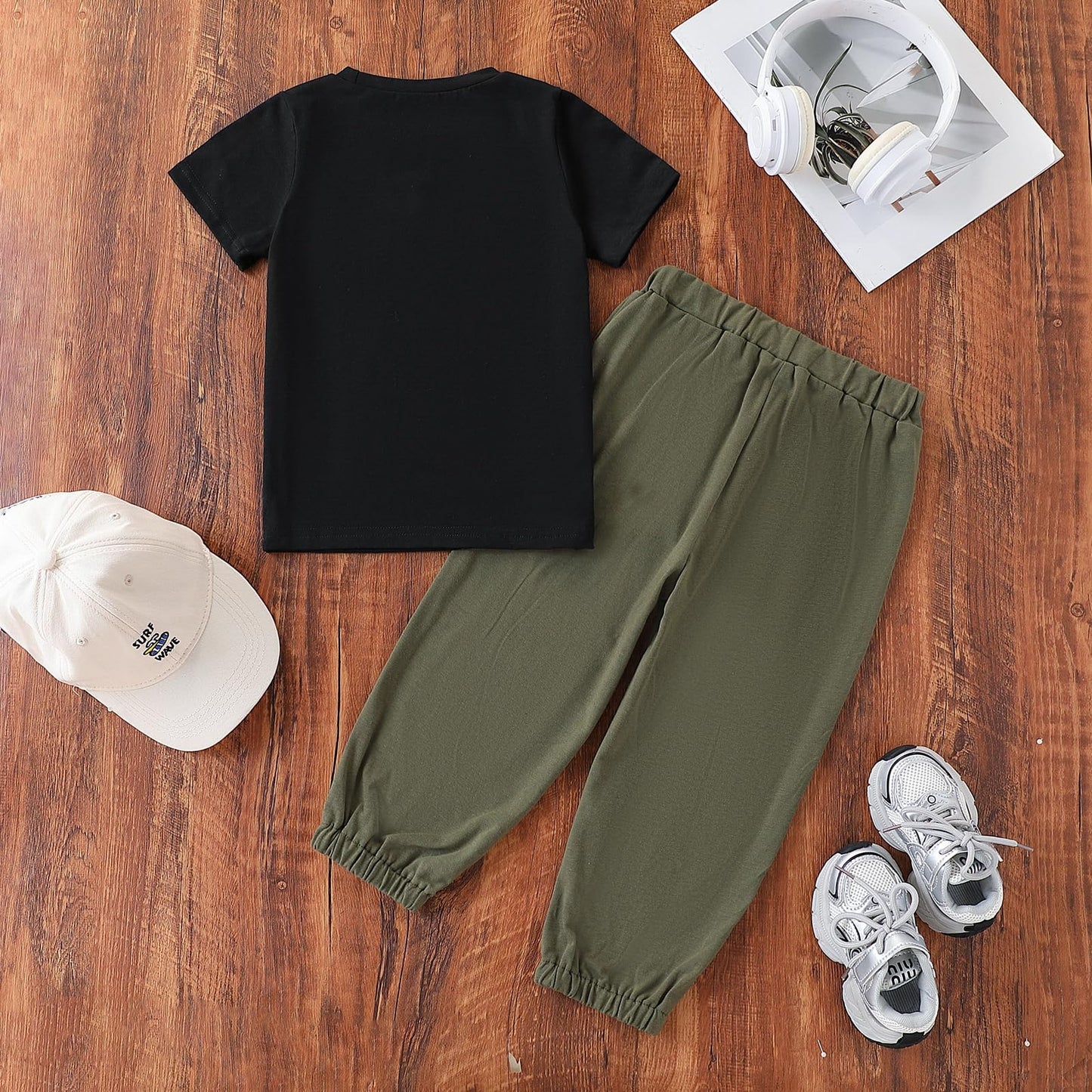 Azmxynol Boys Clothes 2 Piece Outfits Summer Short Sleeve Graphic T Shirt Top + Pants Little Kid Fall Casual Clothing Sets(7-8T)