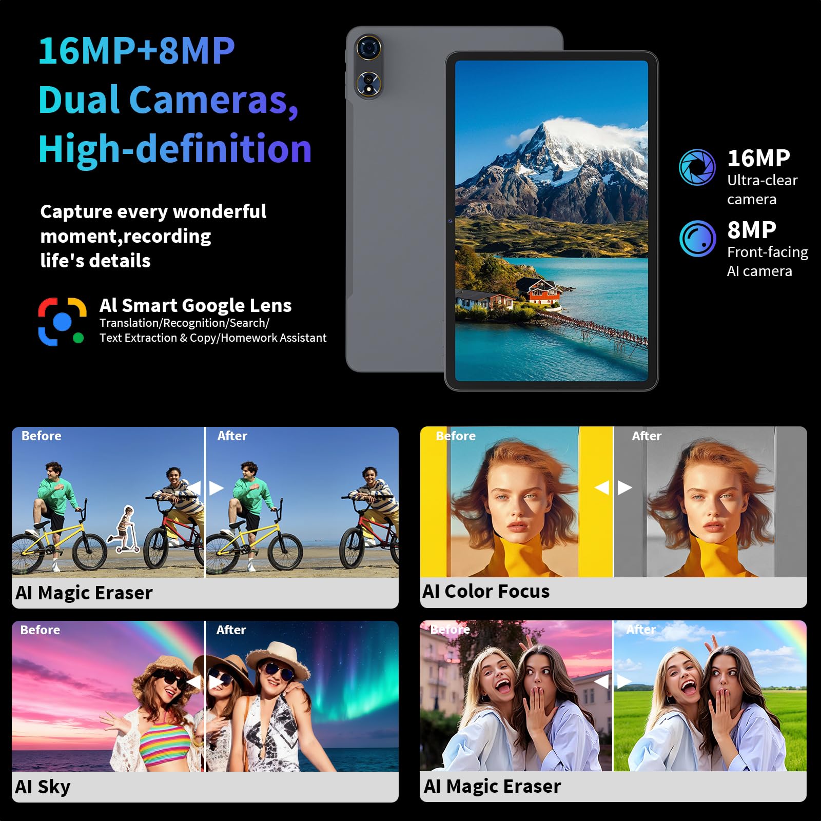 Relndoo 2025 12 Inch Tablet, 24GB（8+16） RAM+256 Storage(Expand to 2TB).