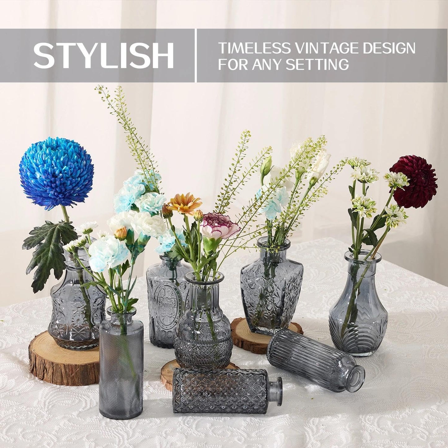 Anquephd Glass Bud Vase Set of 32PCS Wedding Centerpieces for Tables,Mini Clear Bud Vases for Flowers,Small Flower Vases Suitable for Birthday Party,Anniversary,Wedding,Baby Shower (Clear, 32PCS)