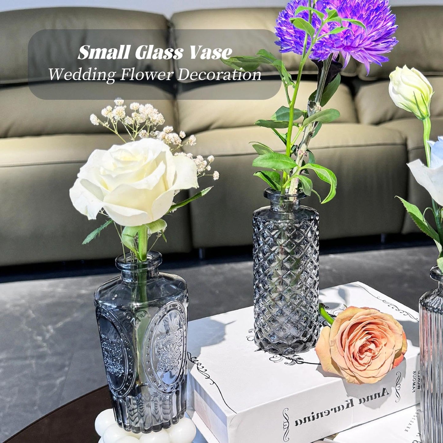 Anquephd Glass Bud Vase Set of 32PCS Wedding Centerpieces for Tables,Mini Clear Bud Vases for Flowers,Small Flower Vases Suitable for Birthday Party,Anniversary,Wedding,Baby Shower (Clear, 32PCS)