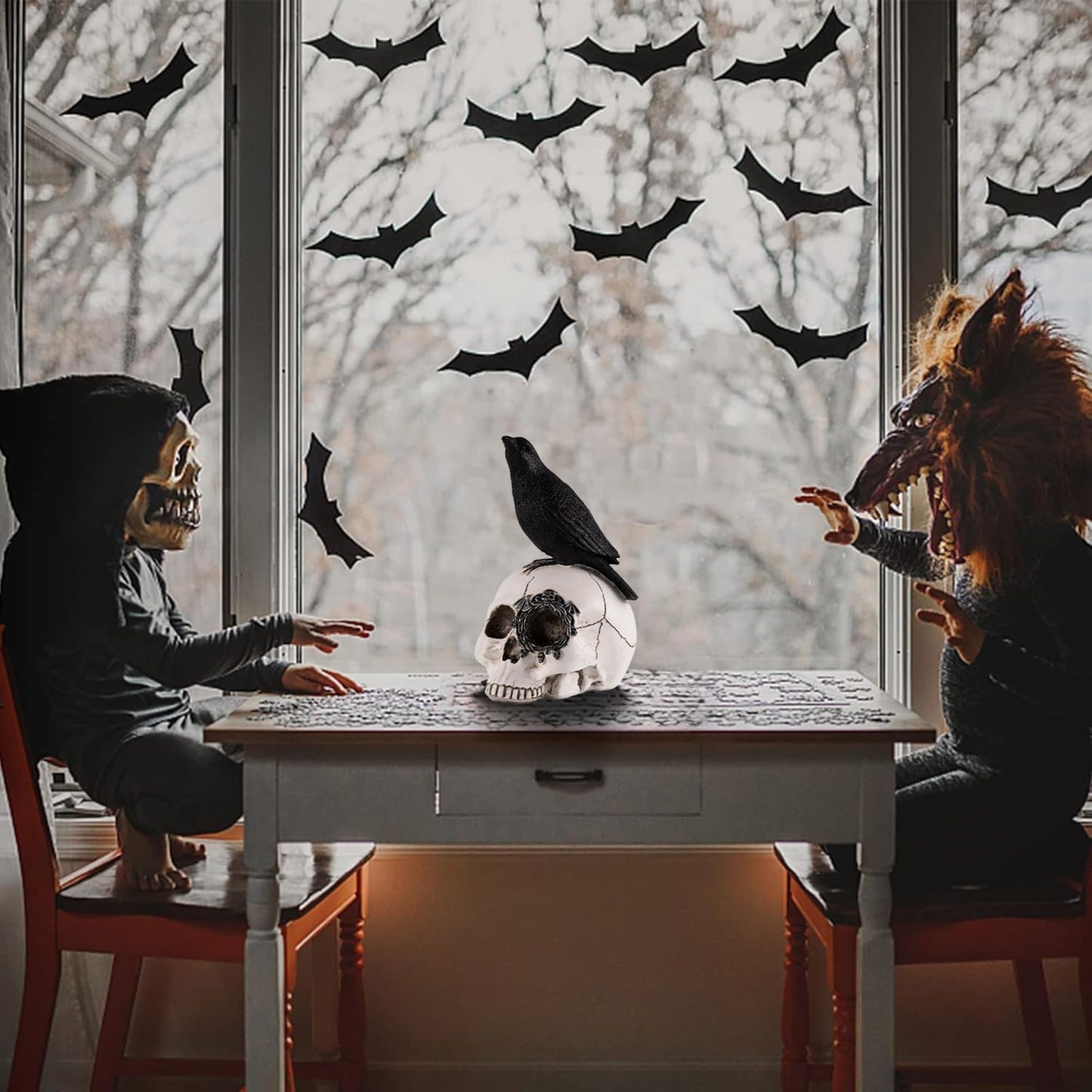 Rezpuao Skeletons Statue Hear See Speak No Evil Baby Halloween Figurines 