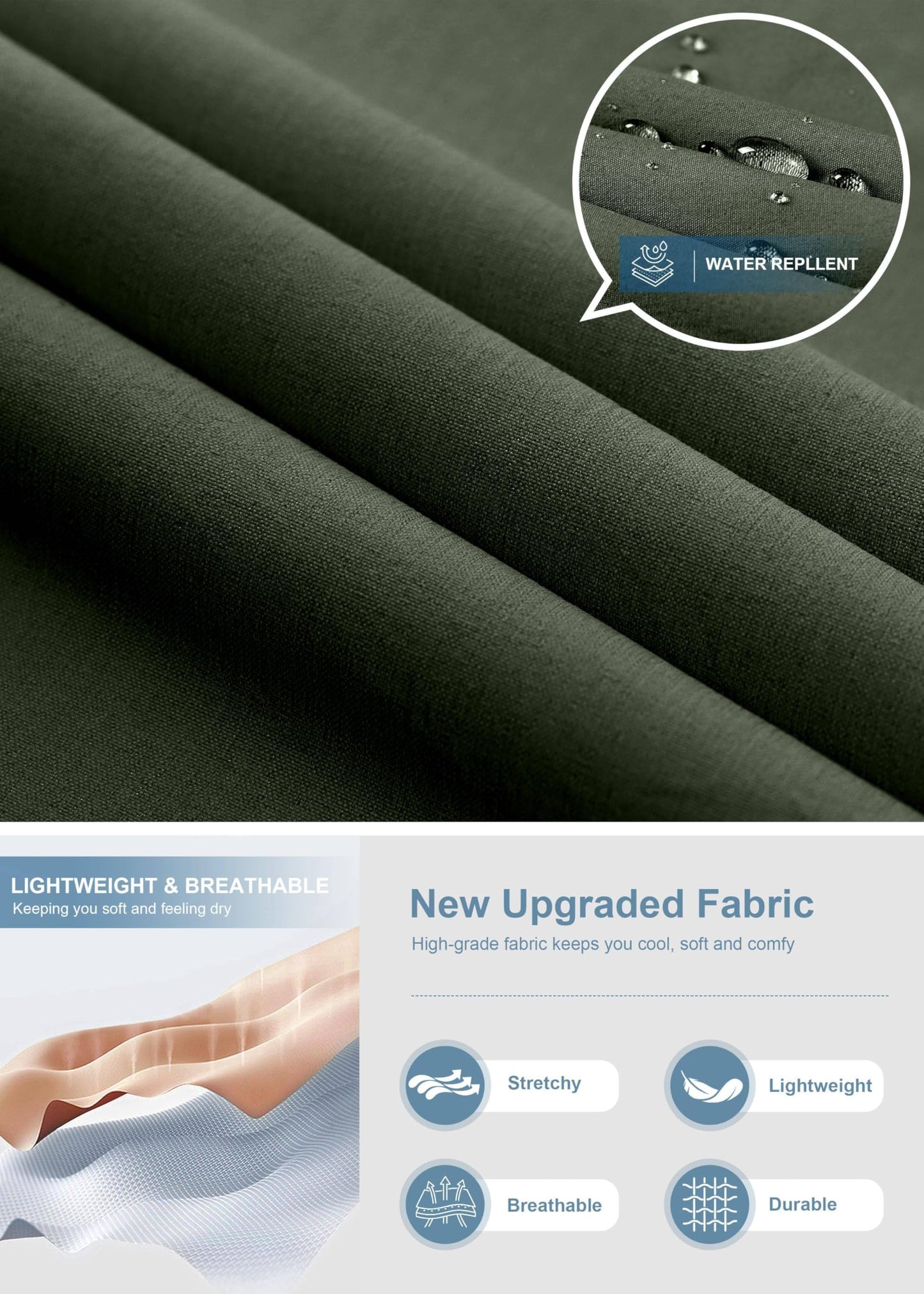 Pudolla Men's Golf Pants Stretch Classic Fit Work Dress Pants 30 Lightweight Quick Dry Casual Slacks Trousers with Pockets(Khaki 34Wx30L)