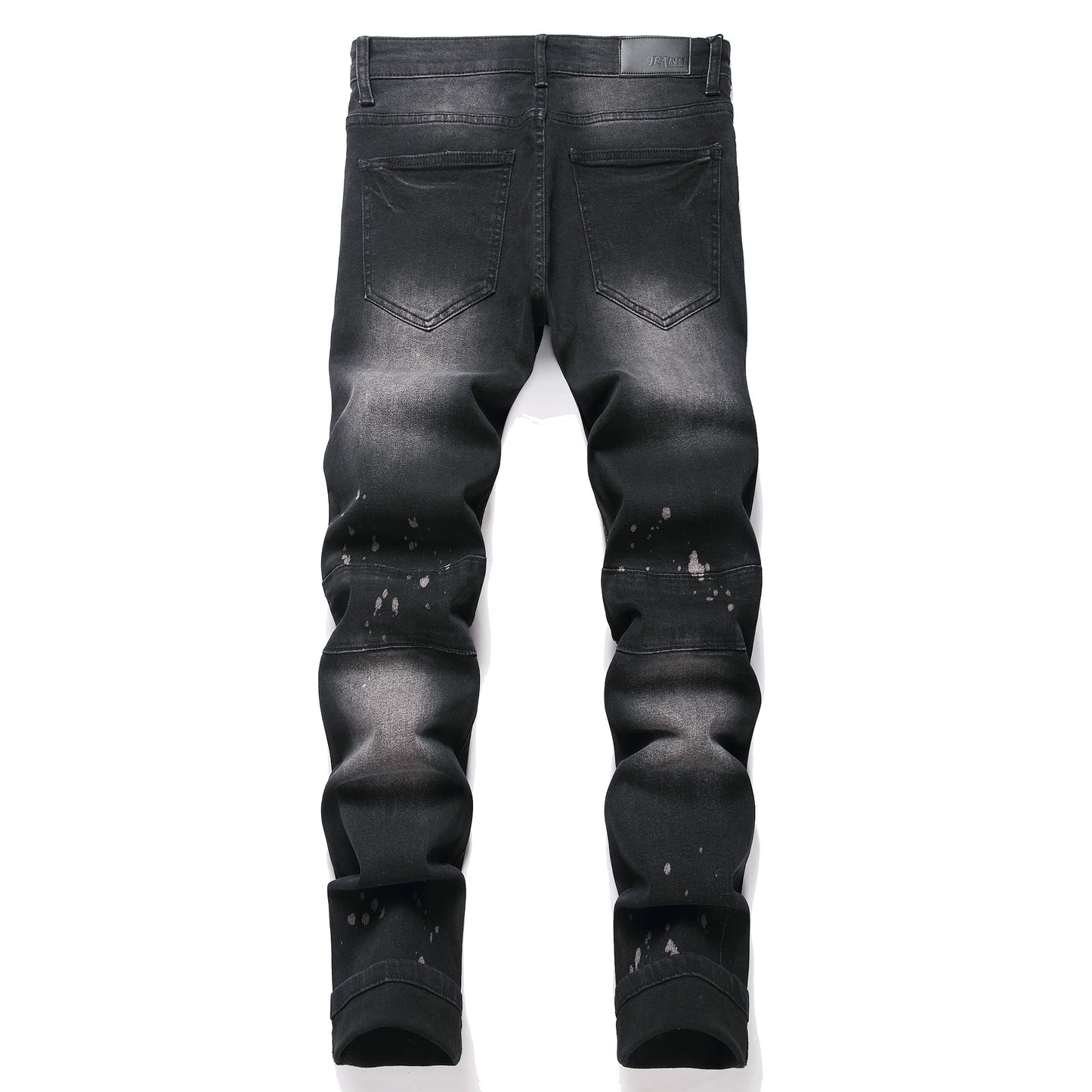 AITITIA Men's Biker Zipper Deco Washed Straight Fit Jeans (40, 002 Light Blue)