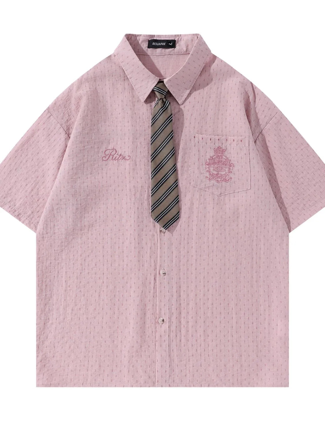 Men's Striped Short Sleeve Button-Up Shirt