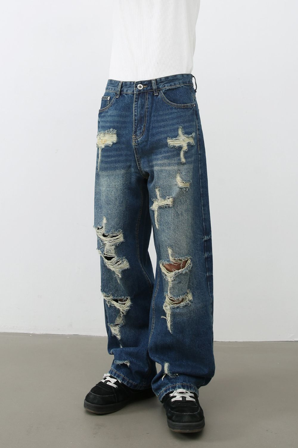 Men's Distressed Jeans with Pockets