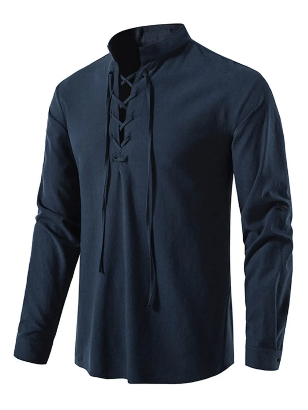 Men's Lace Up Long Sleeve Blouse