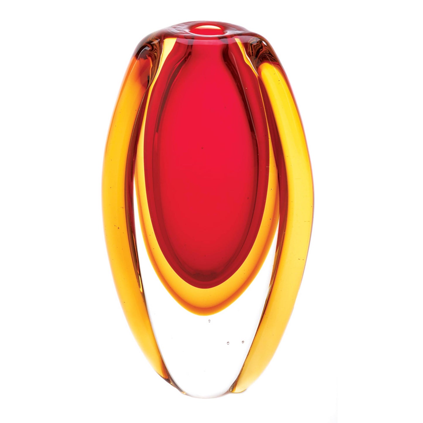 Sunfire Glass Vase – Vibrant Red & Gold Decorative Home Accent