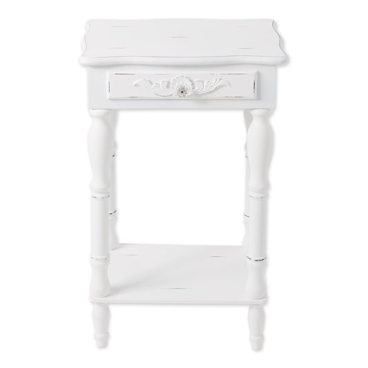 CARVED WHITE SIDE TABLE