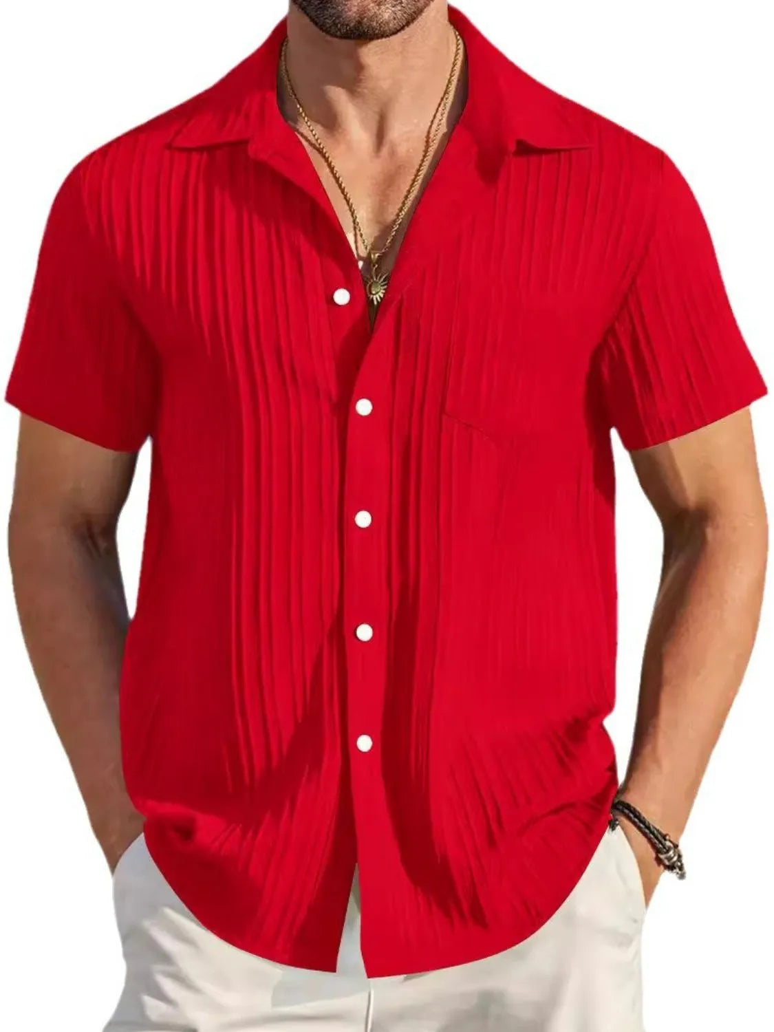 Men's Full Size Button Up Short Sleeve Shirt Plus Size