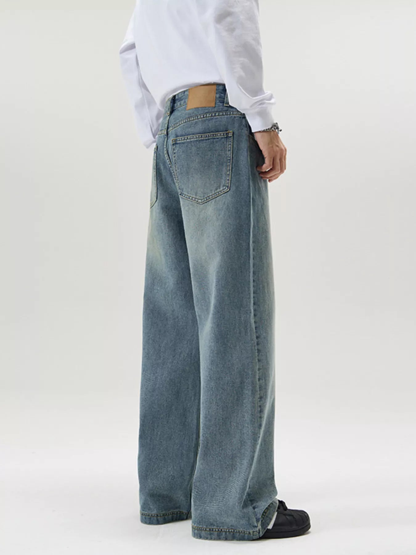 Men's Full Size Vintage Wash Wide Leg Jeans Plus Size