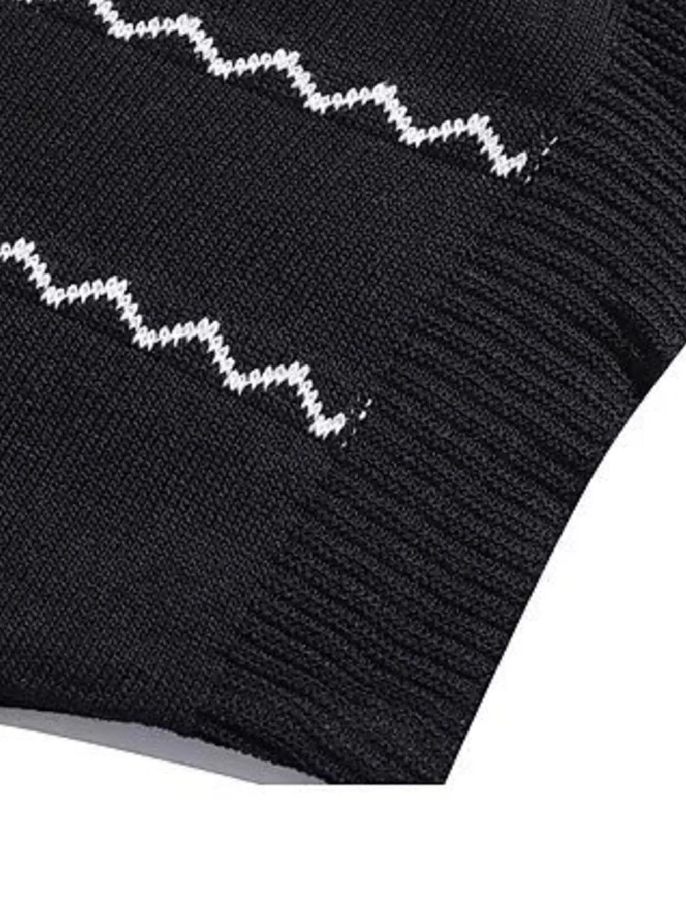 Men's Full Size Zigzag Striped Knit Polo Plus Size