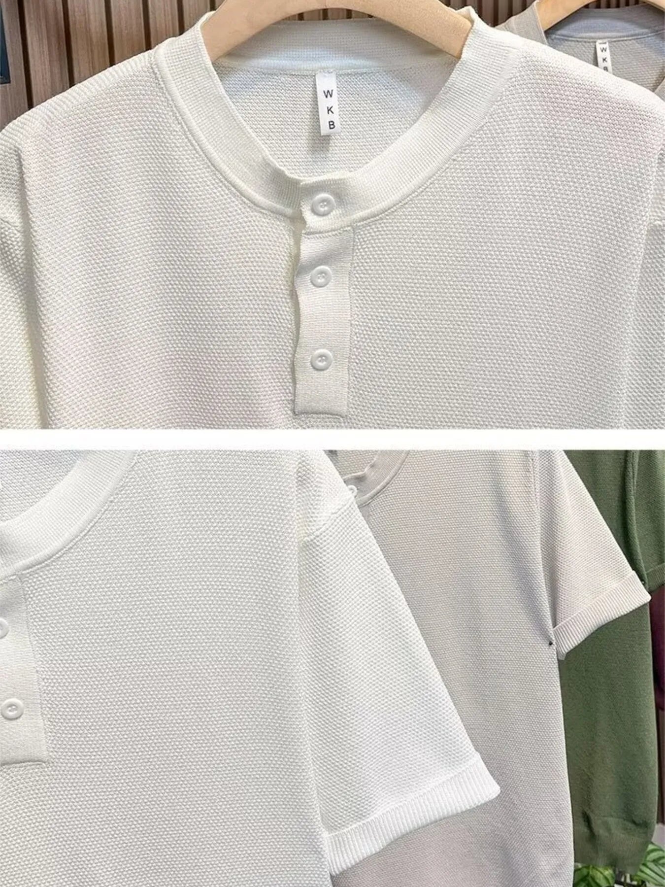 Men's Full Size Classic Short Sleeve Knit T-Shirt with Button Detail Plus Size