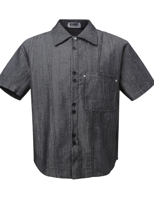 Men's Buttone Down Short Sleeve Striped Shirt