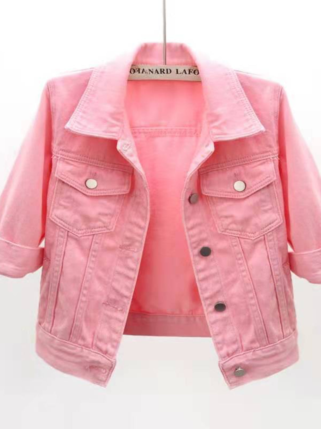 Side Button Slit Denim Jacket with Pockets