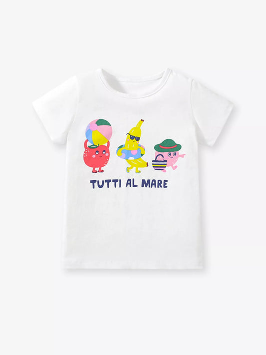 Children's Cute Cartoon Graphic Short Sleeve T-Shirt