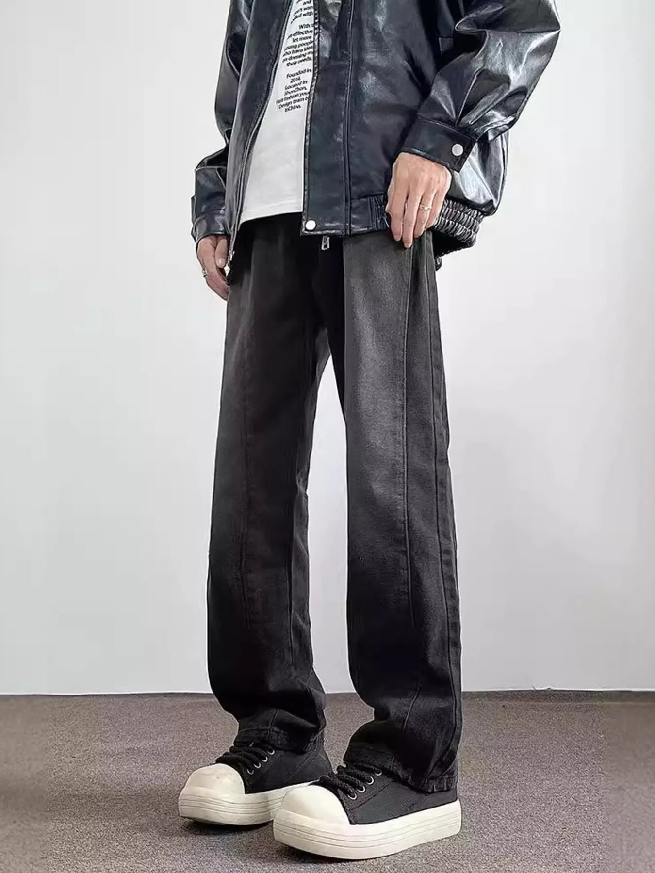 Men's Full Size Vintage Wash Wide Leg Jeans Plus Size