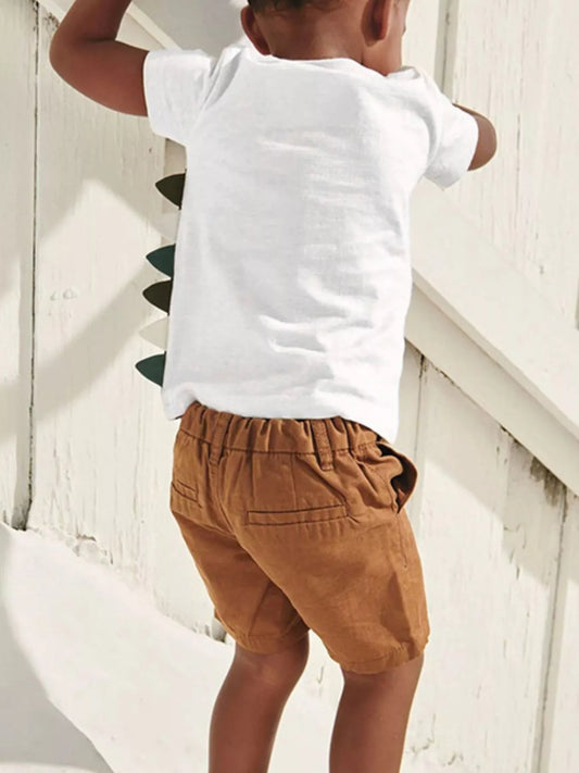 Children's Dinosaur Applique Short Sleeve T-Shirt