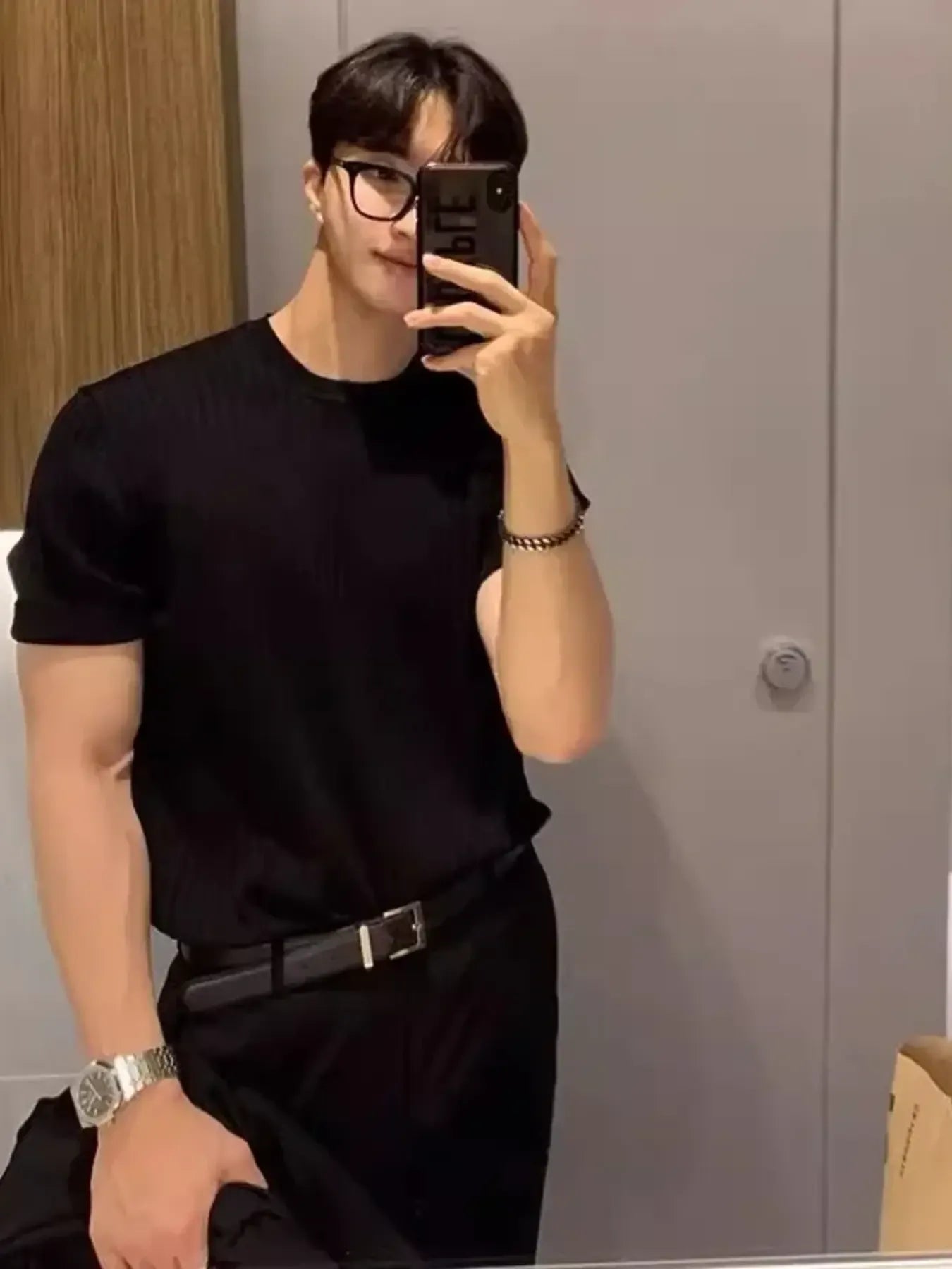 Men's Full Size Ribbed Knit Short Sleeve T-Shirt Plus Size