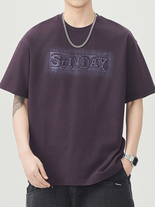 Men's Plus Size Letter Round Neck Short Sleeve T-Shirt