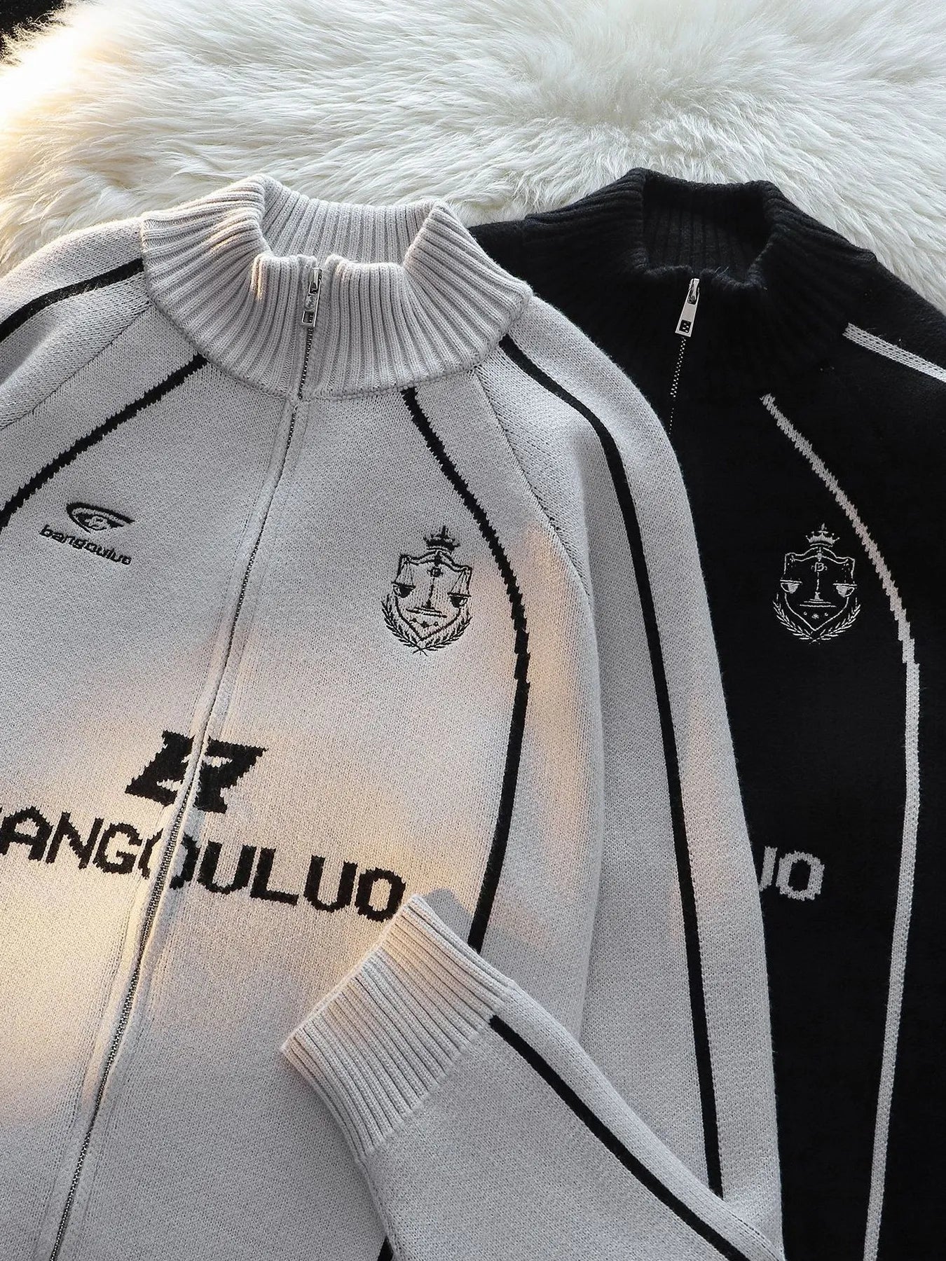 Men's Zip-Up Cardigan with Accent Stripes