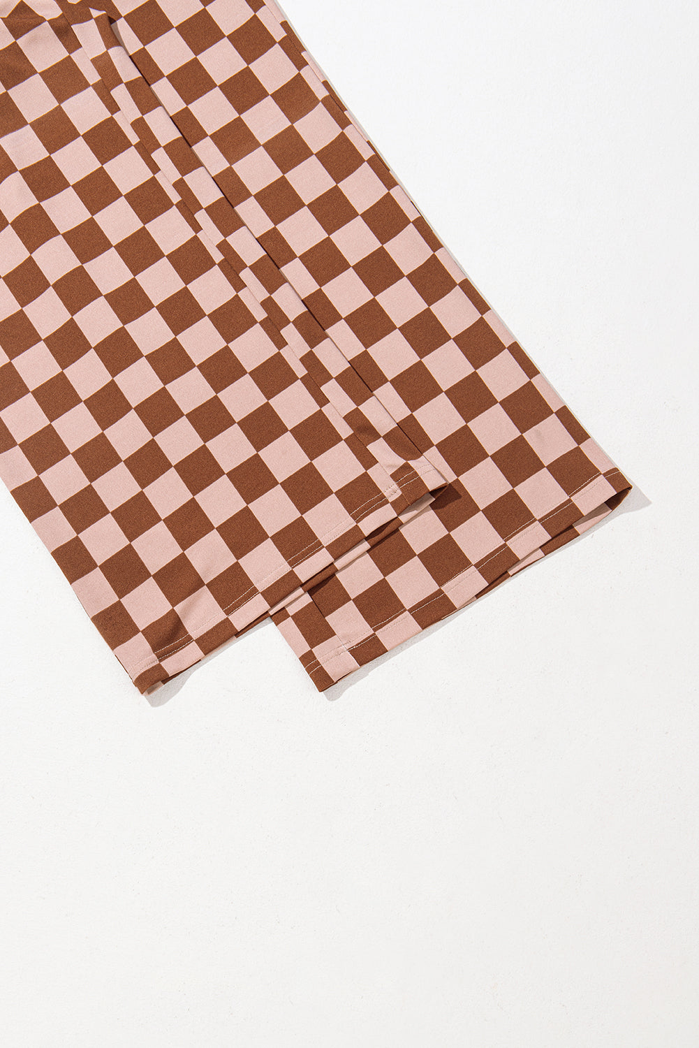 Sky Blue Tie Elastic Waist Checkered Loose Pants