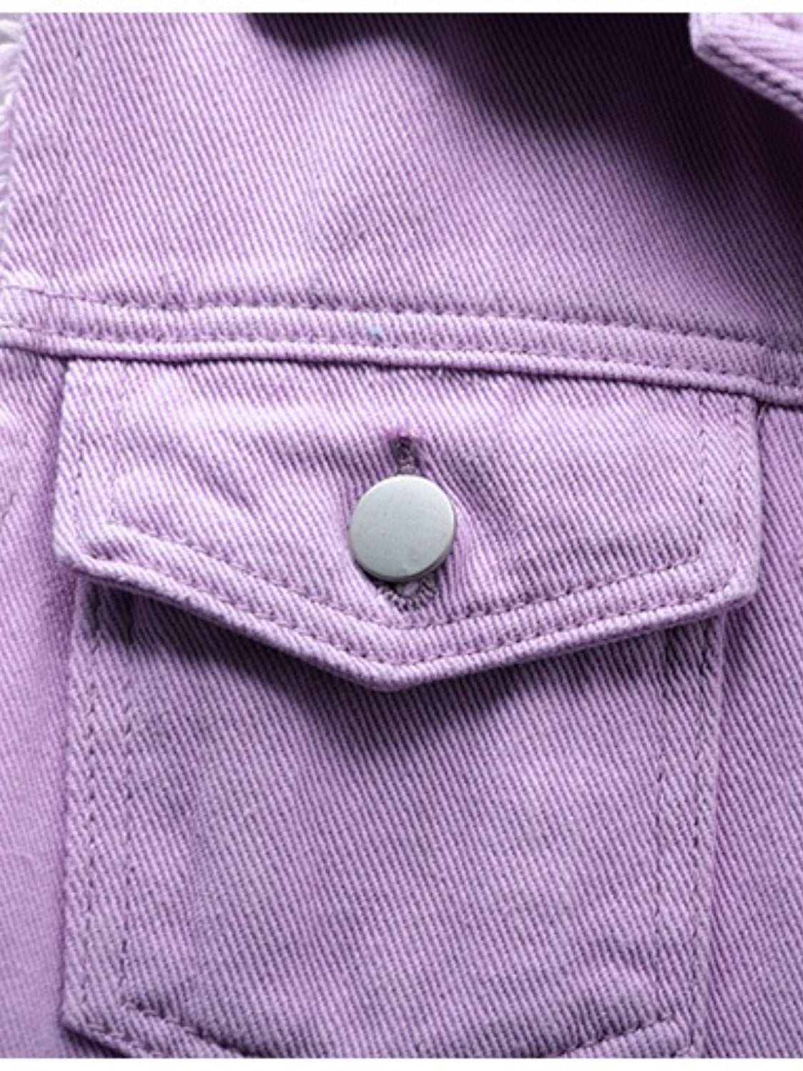 Side Button Slit Denim Jacket with Pockets