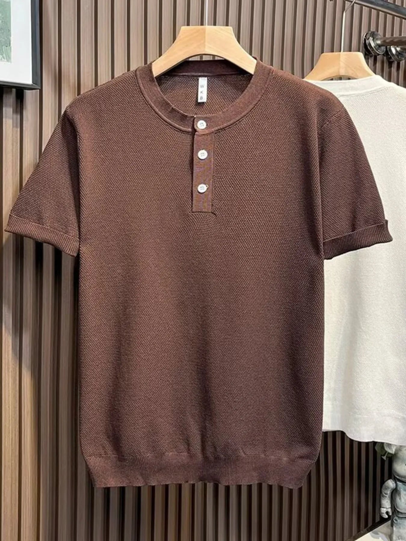 Men's Full Size Classic Short Sleeve Knit T-Shirt with Button Detail Plus Size
