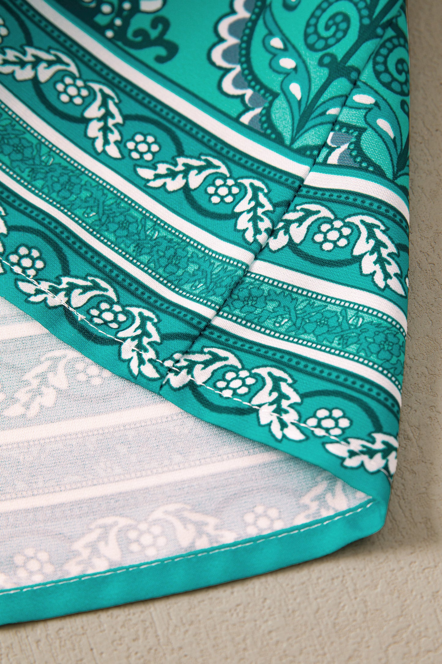 Green Boho Floral Print Shirred Cami Maxi Dress