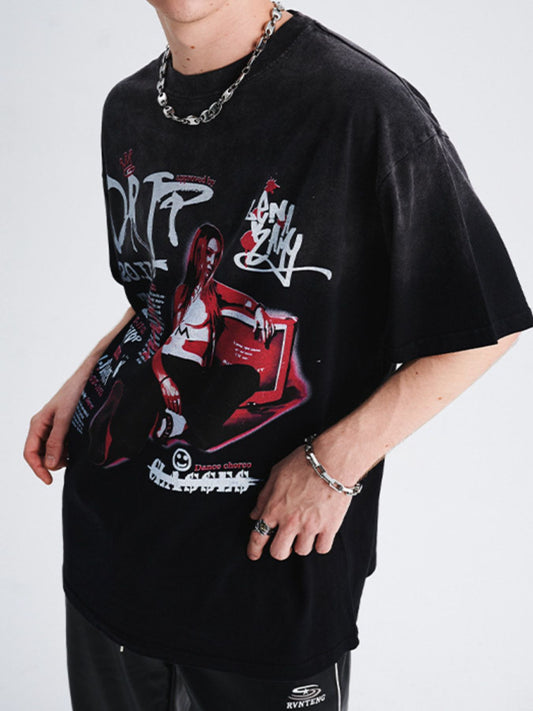 Men's Graphic Short Sleeve Vintage Wash T-Shirt