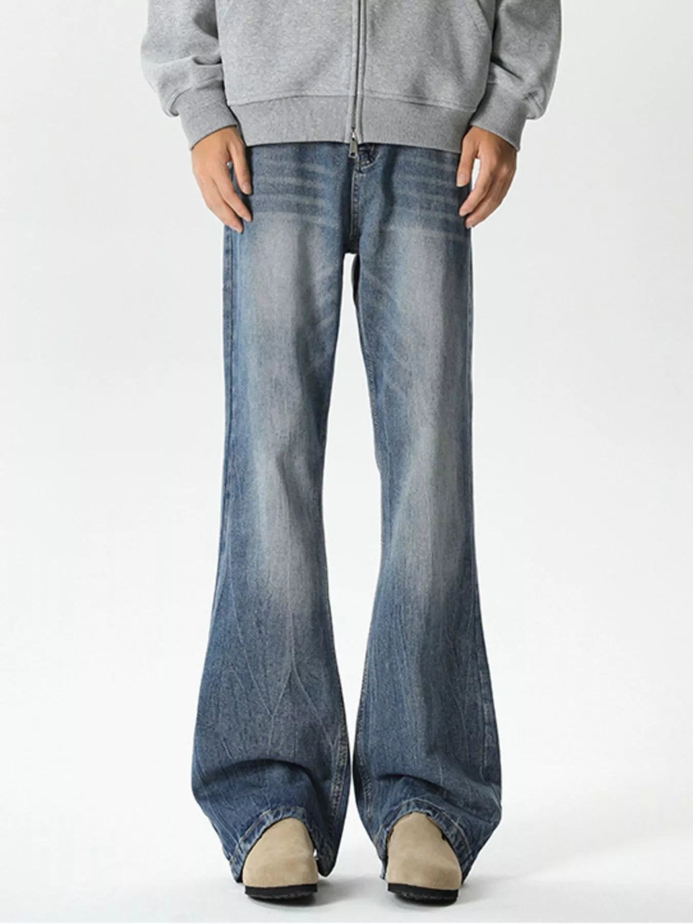 Men's Plus Size Vintage Wash Wide Leg Jeans