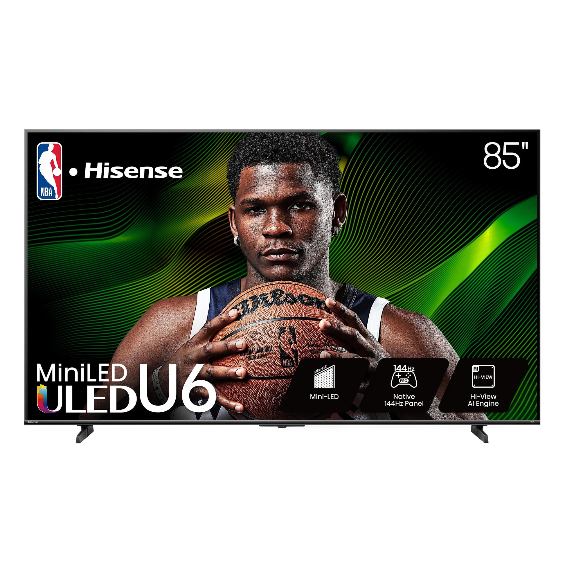 Hisense 65" Class U6 Series Mini-LED 4K UHD Smart Fire TV (65U65QF, 2025 Model) - QLED, Native 144Hz, HDR10+, Dolby Vision IQ, Dolby Atmos, Game Mode Pro, ALLM, Alexa Built in, Black