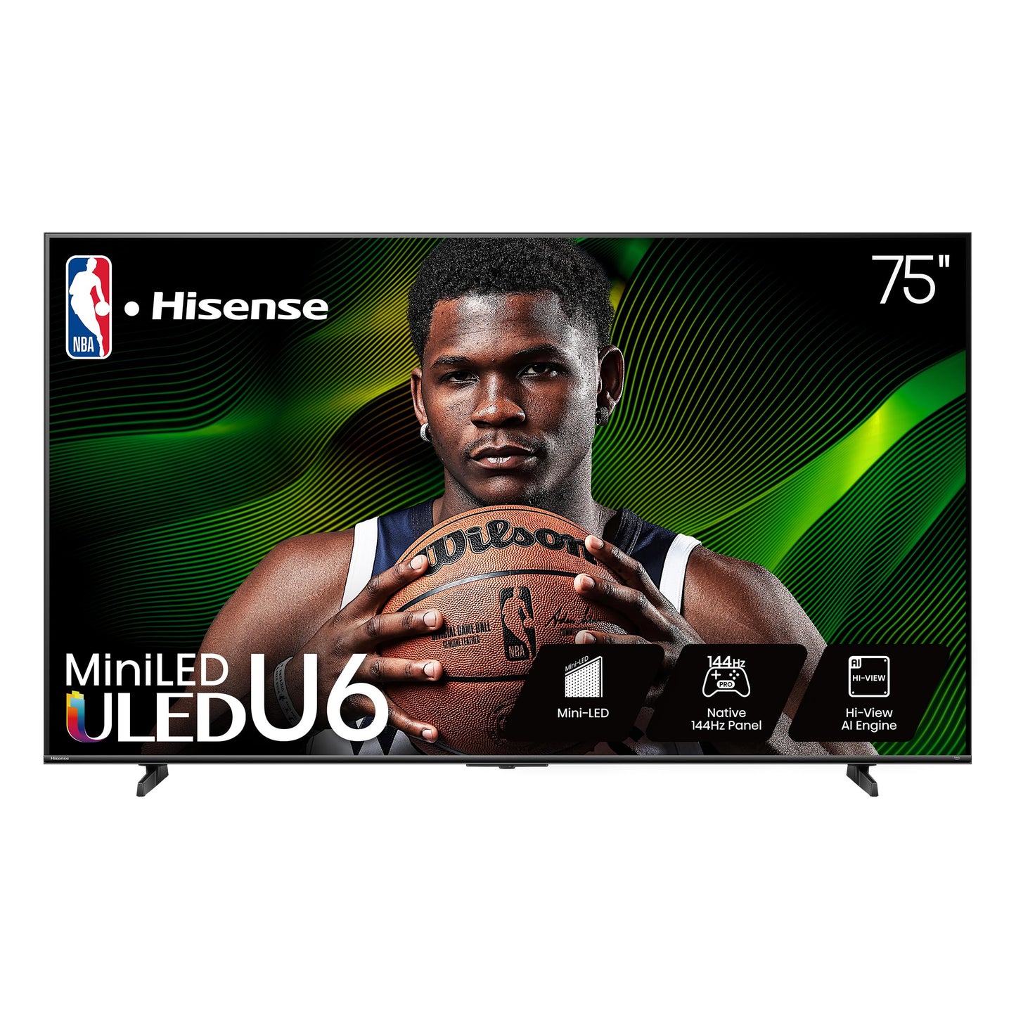 Hisense 65" Class U6 Series Mini-LED 4K UHD Smart Fire TV (65U65QF, 2025 Model) - QLED, Native 144Hz, HDR10+, Dolby Vision IQ, Dolby Atmos, Game Mode Pro, ALLM, Alexa Built in, Black