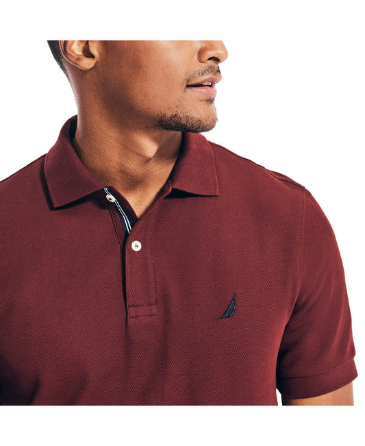 Nautica Men's Classic Short Sleeve Solid Polo Shirt, Royal Burgundy, Large
