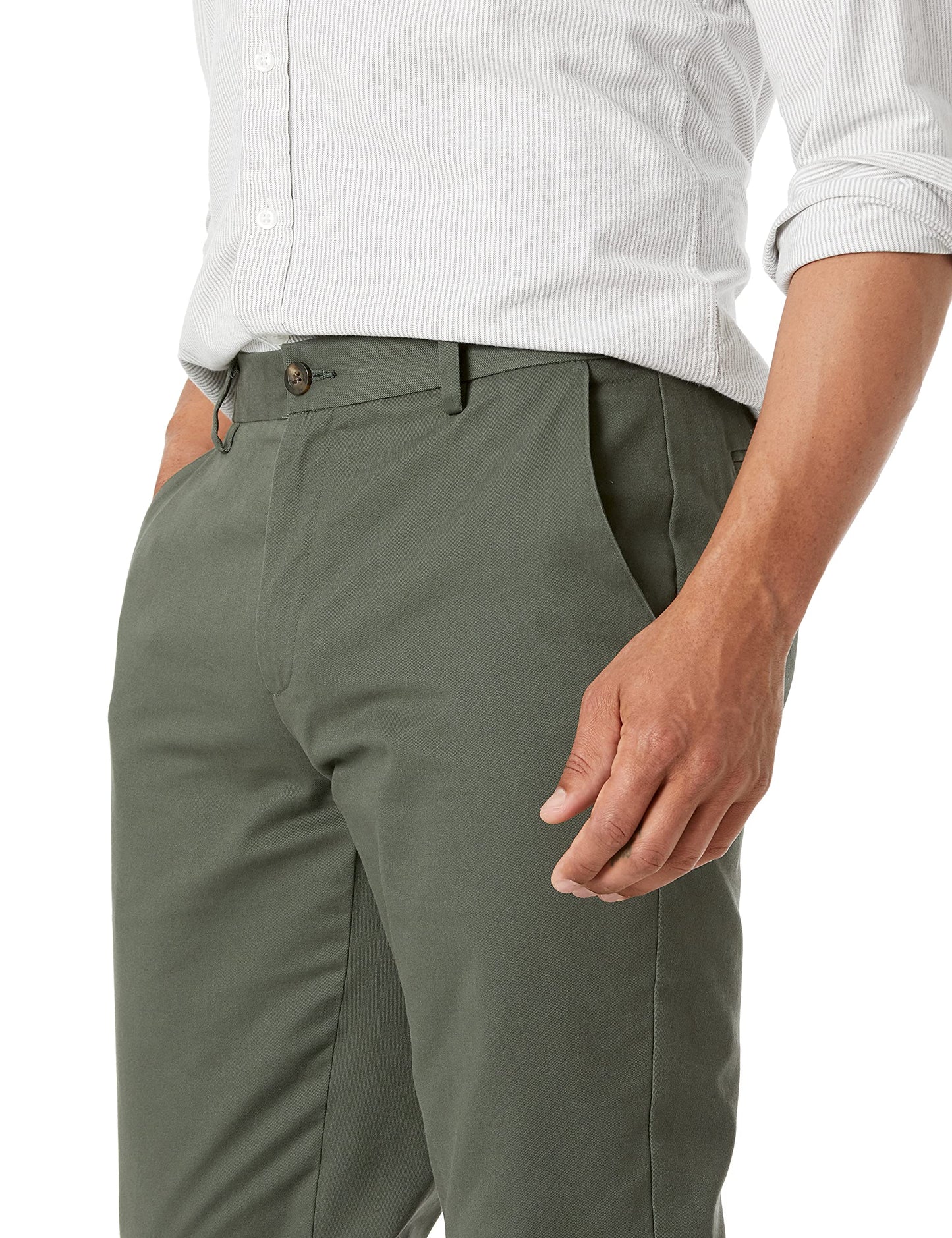  Men's Straight-Fit Wrinkle-Resistant Flat-Front Chino Pant, Black, 28W x 28L