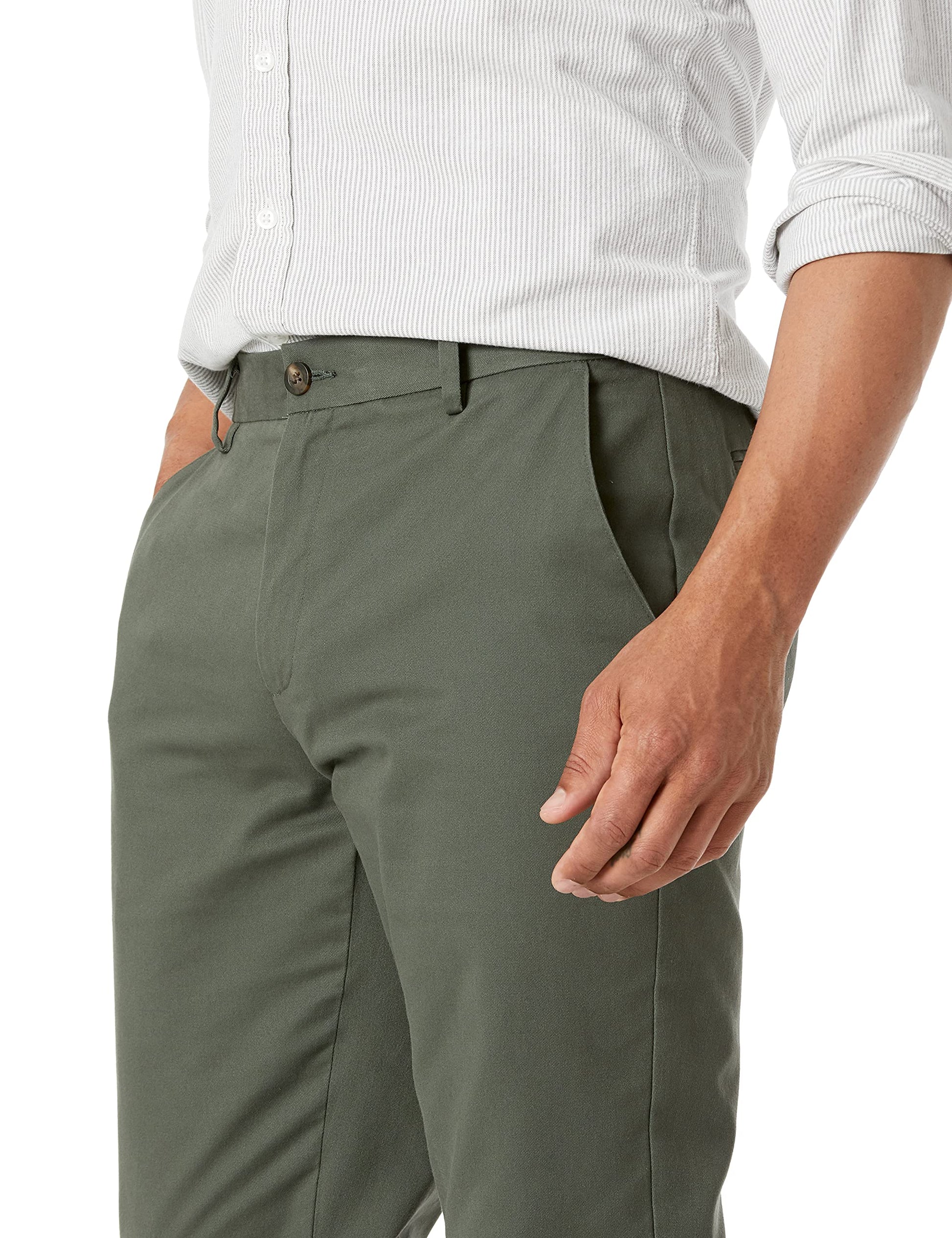  Men's Straight-Fit Wrinkle-Resistant Flat-Front Chino Pant, Black, 28W x 28L