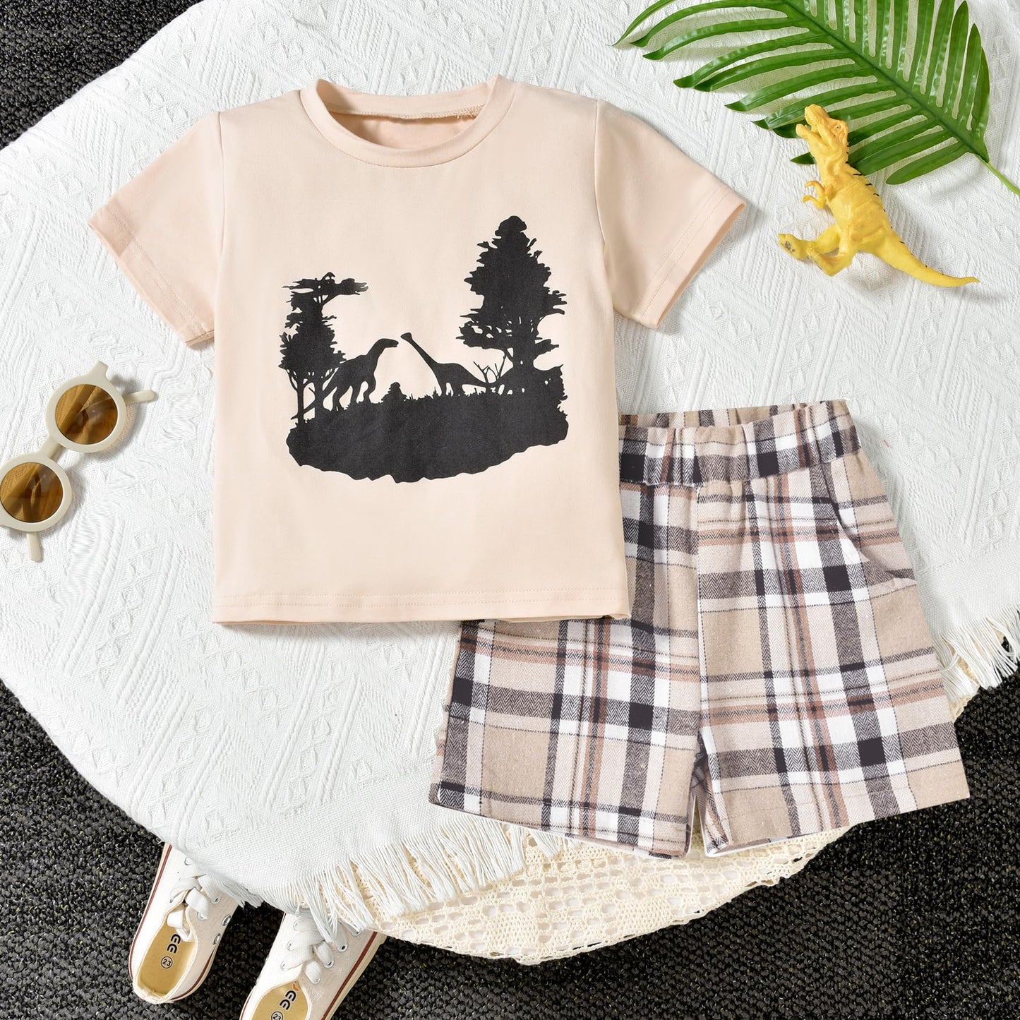 fioukiay 4T Black Toddler Boys Sring Summer Shorts Set Boys Letter Printed Palm Leaf Clothes Outfit