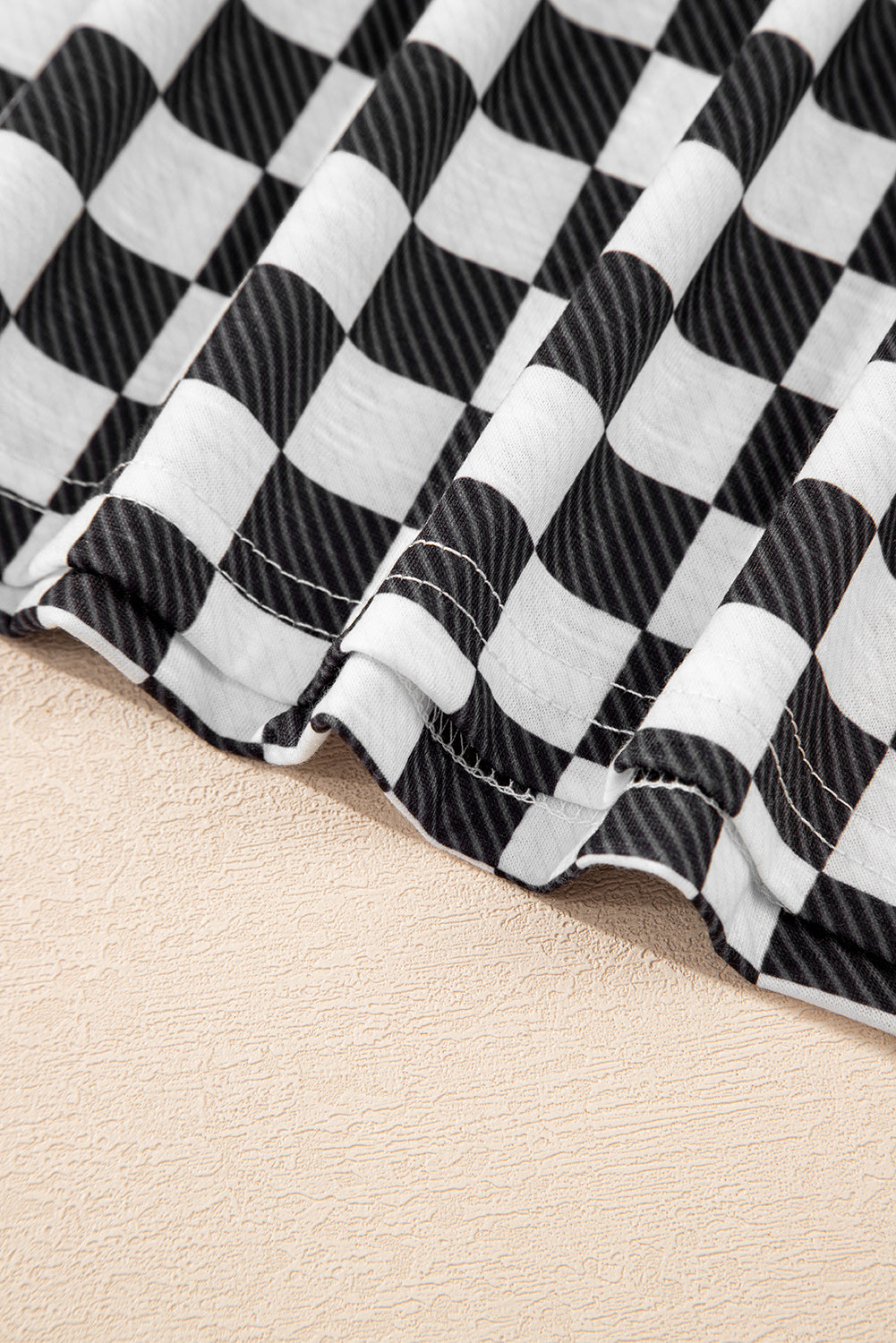 Brown Checkerboard T Shirt and High Waist Skort Set 