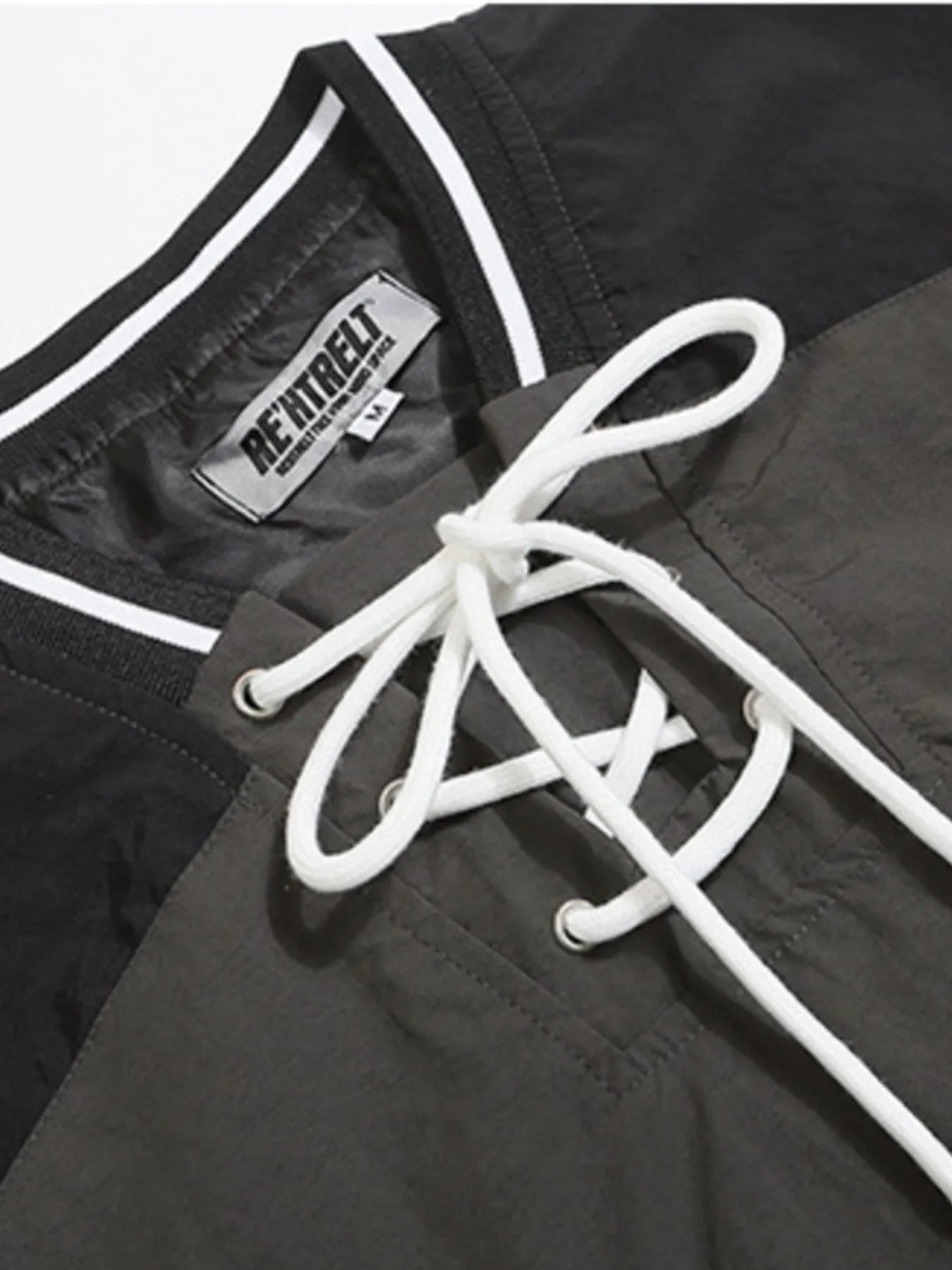 Men's Letter Lace Up Long Sleeve Top