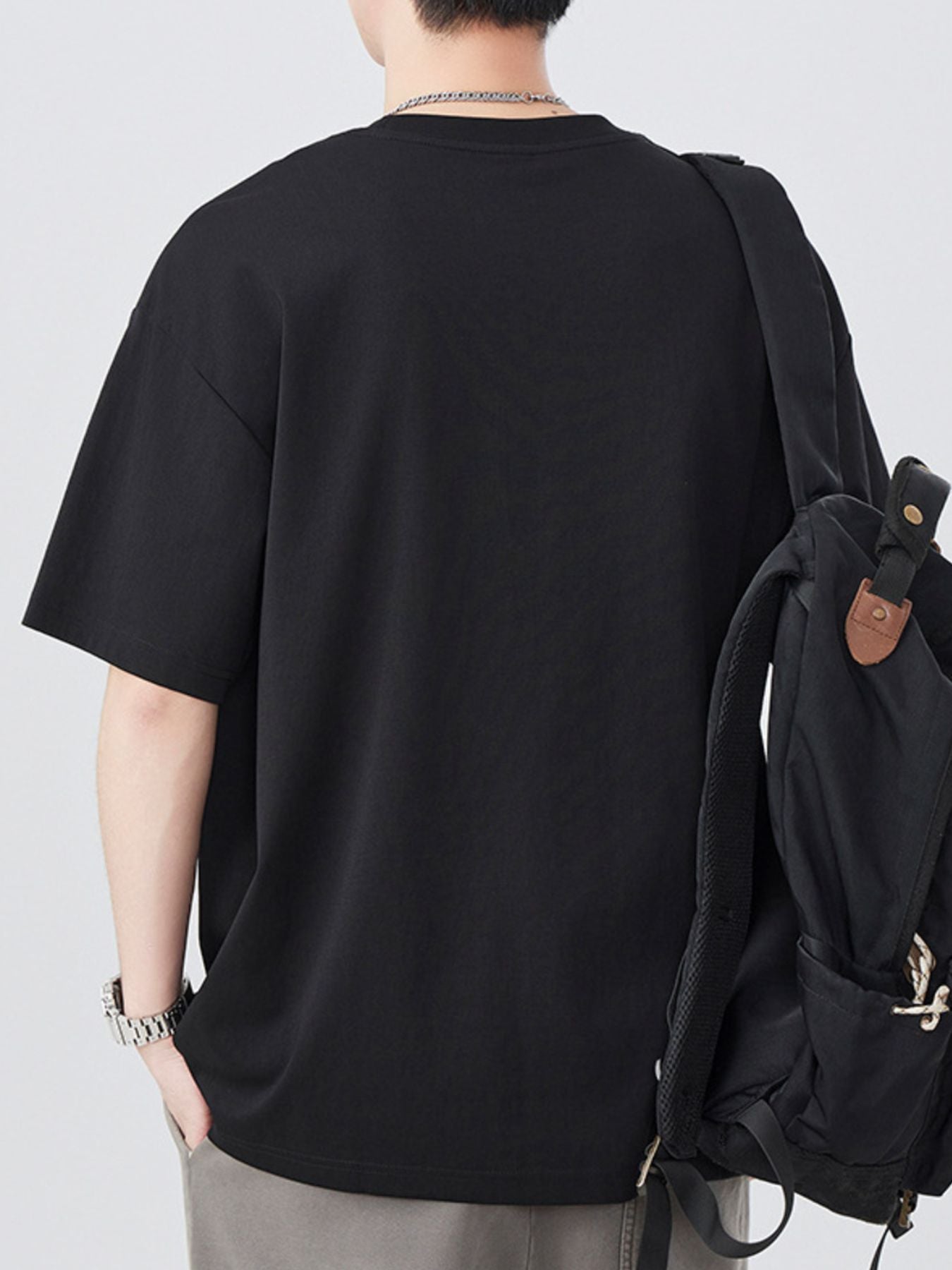 Men's Plus Size Solid Color Casual Loose T-Shirt