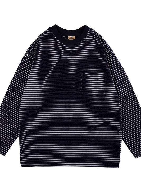 Men's Oversized Striped Long Sleeve T-Shirt