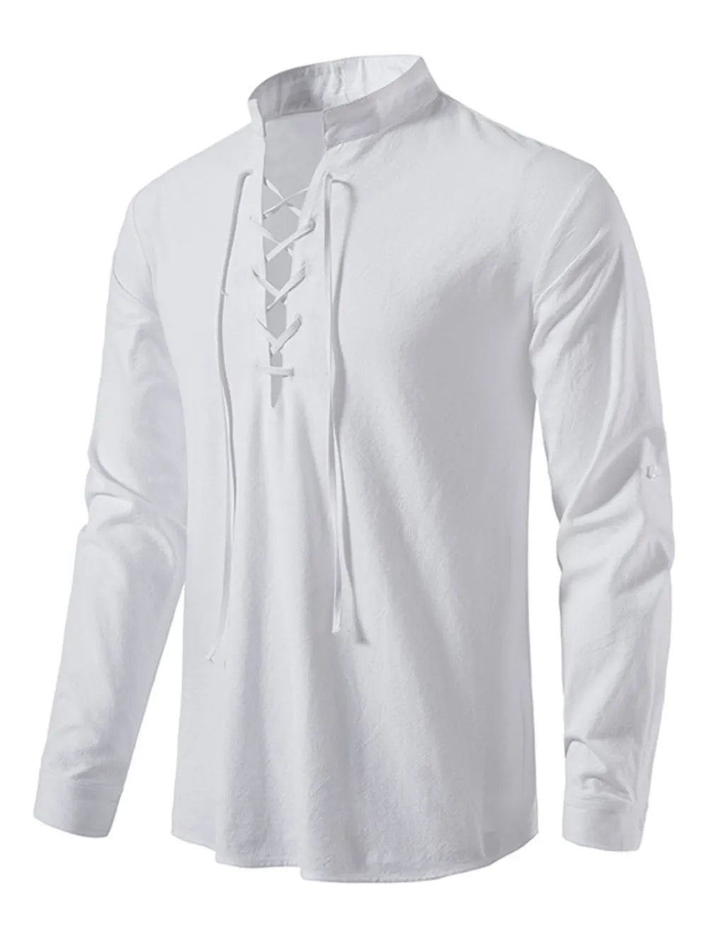 Men's Lace Up Long Sleeve Blouse