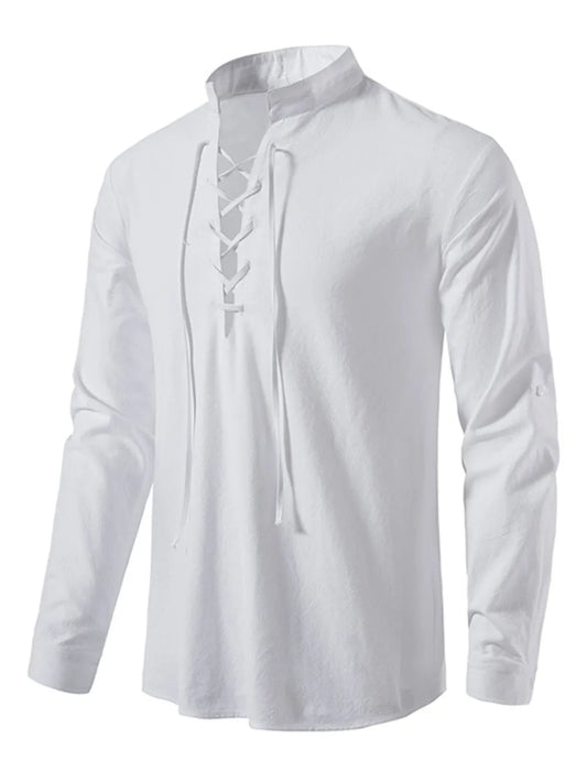 Men's Lace Up Long Sleeve Blouse