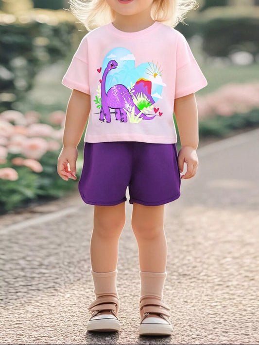 Children's Dinosaur Graphic Short Sleeve T-Shirt