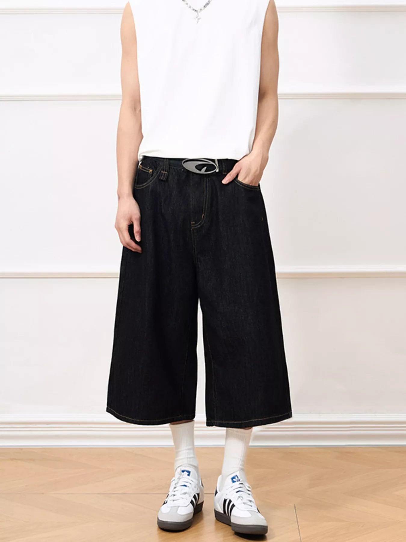 Men's Wide Leg Capris Jeans