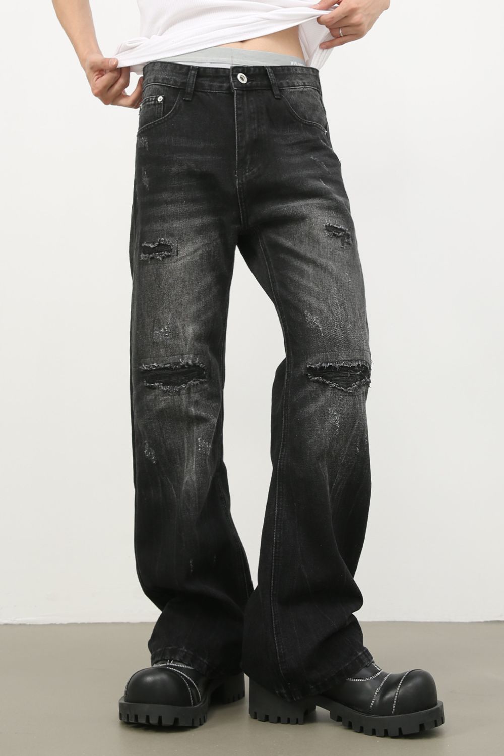 Men's Distressed Jeans with Pockets